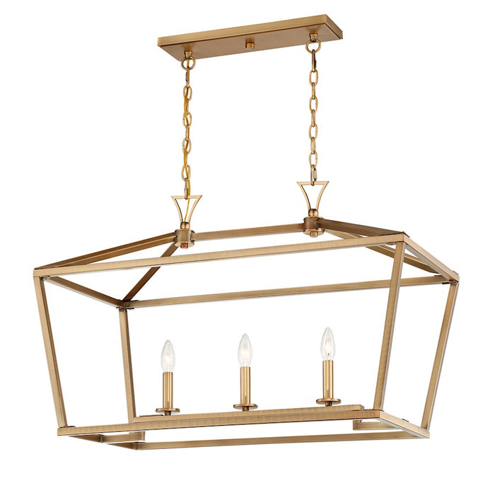 Savoy House Townsend 3-Light Linear Chandelier, Warm Brass