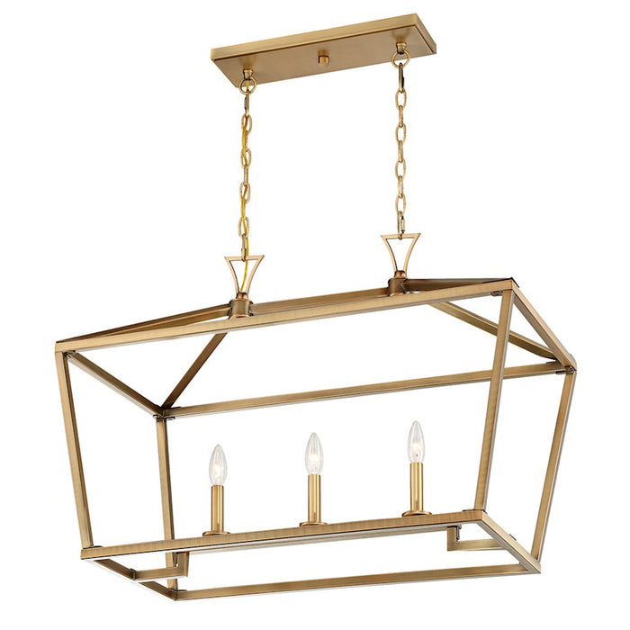 Savoy House Townsend 3-Light Linear Chandelier, Warm Brass