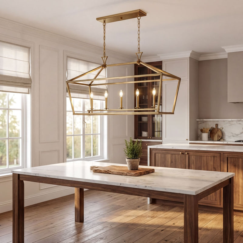 Savoy House Townsend 424 5-Light 24" Linear Chandelier, Warm Brass