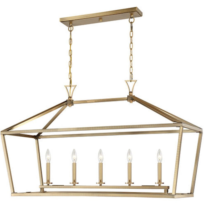 Savoy House Townsend 424 5-Light 24" Linear Chandelier, Warm Brass