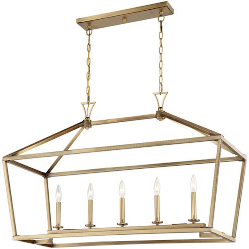 Savoy House Townsend 424 5-Light 24" Linear Chandelier, Warm Brass