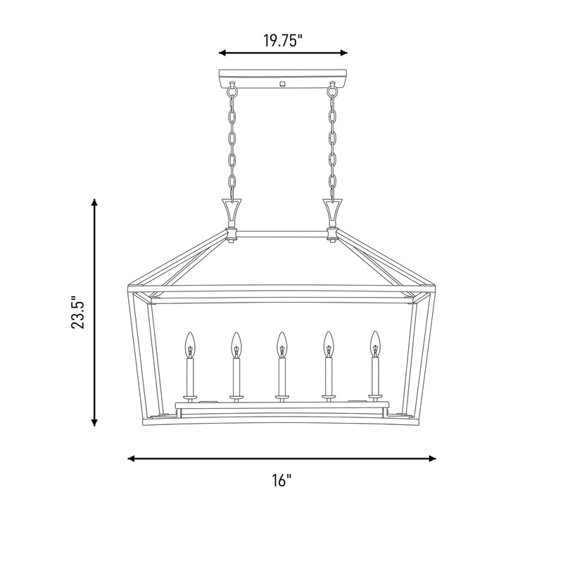 Savoy House Townsend 5-Light Linear Chandelier, Satin Nickel