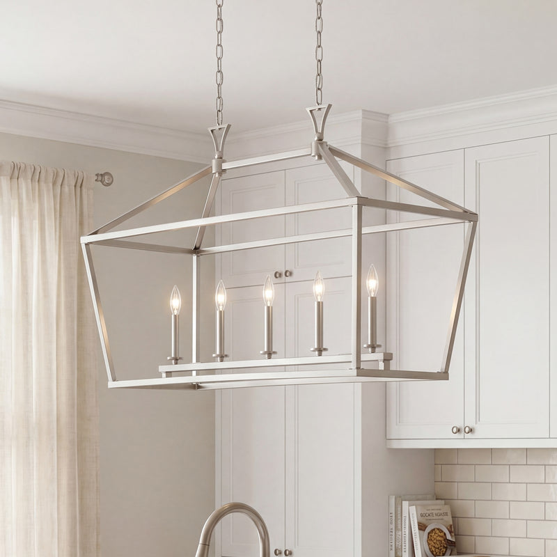 Savoy House Townsend 5-Light Linear Chandelier, Satin Nickel