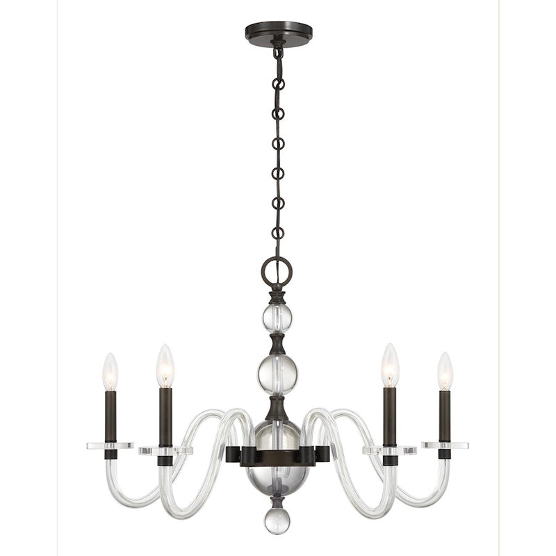 Savoy House Aragon 5 Light Chandelier, Mediterranean Bronze/Clear