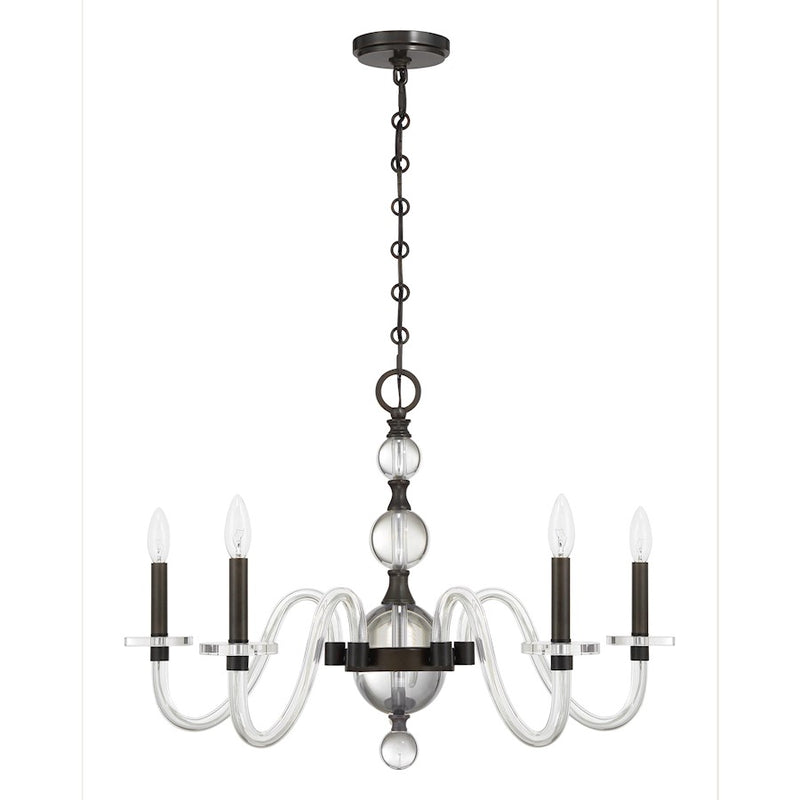 Savoy House Aragon 5 Light Chandelier, Mediterranean Bronze/Clear