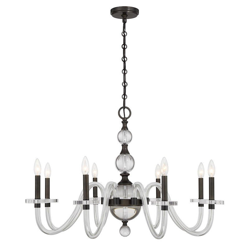 Savoy House Aragon 8 Light Chandelier, Mediterranean Bronze/Clear