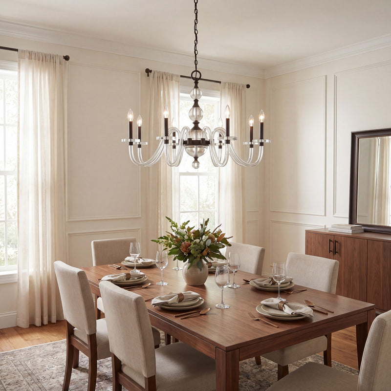 Savoy House Aragon 8 Light Chandelier, Mediterranean Bronze/Clear