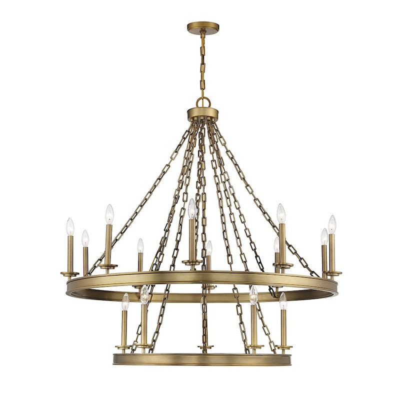 Savoy House Seville 15-Light Chandelier, Warm Brass