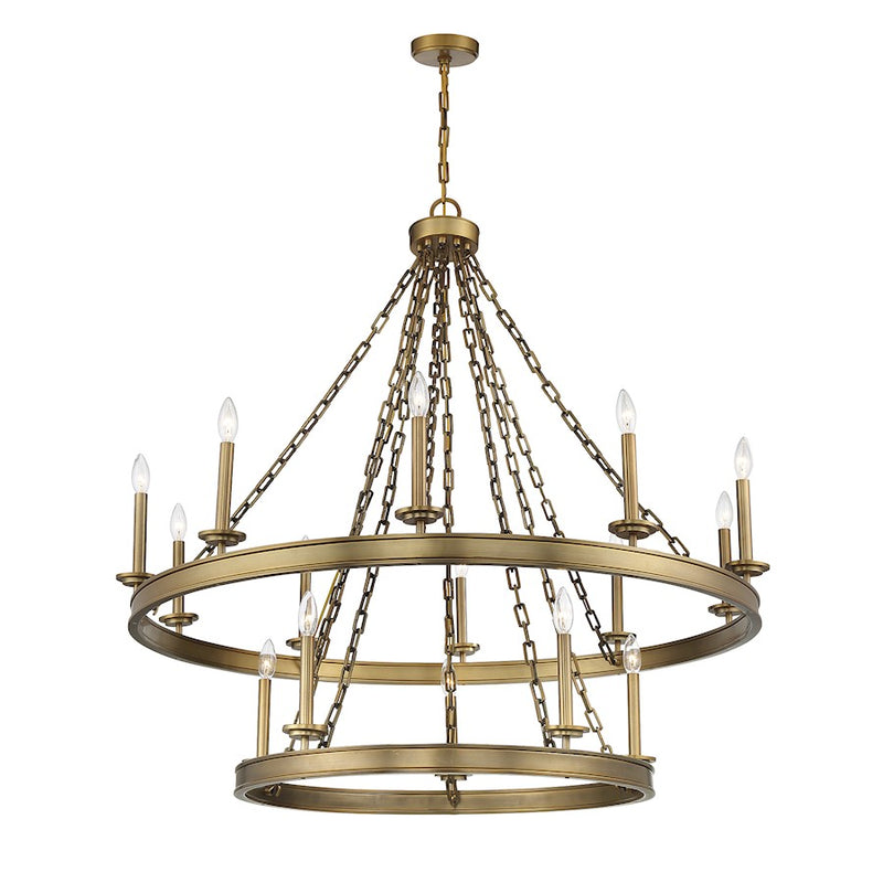 Savoy House Seville 15-Light Chandelier, Warm Brass