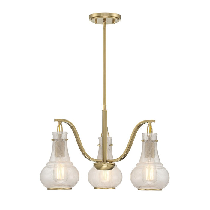 Savoy House Adams Chandelier, Warm Brass/White Strie