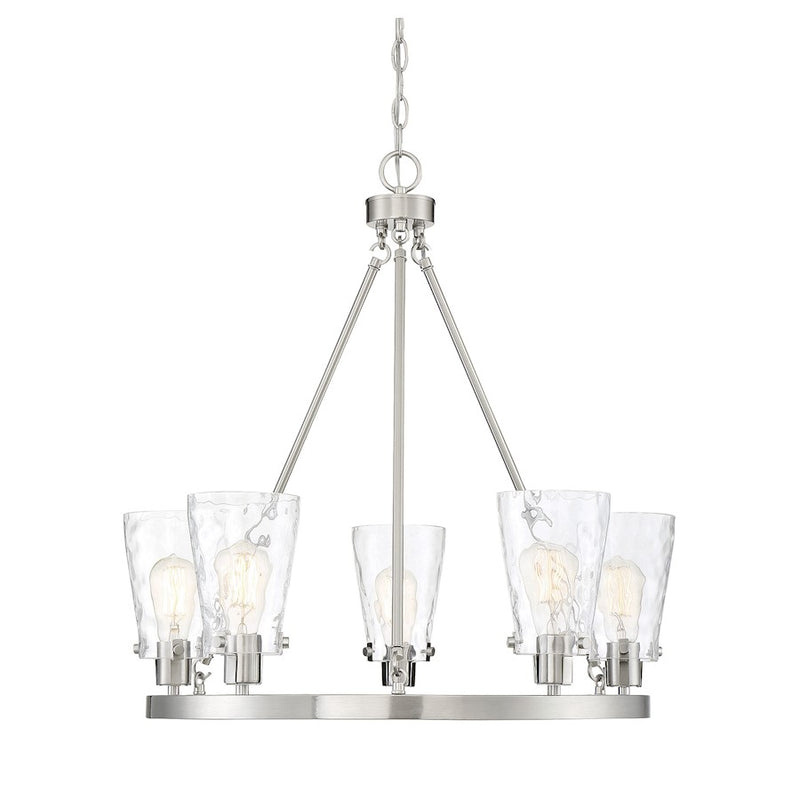 Savoy House Vaughan 5 Light Chandelier, Satin Nickel