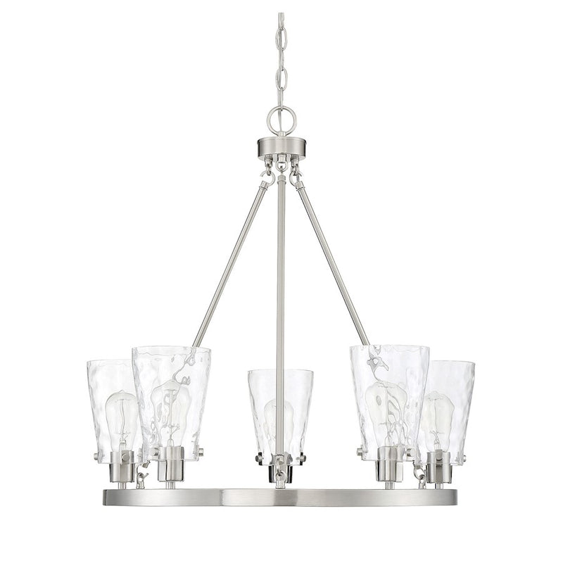 Savoy House Vaughan 5 Light Chandelier, Satin Nickel