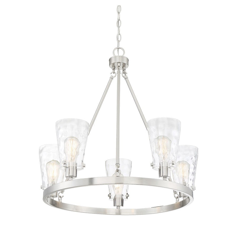 Savoy House Vaughan 5 Light Chandelier, Satin Nickel