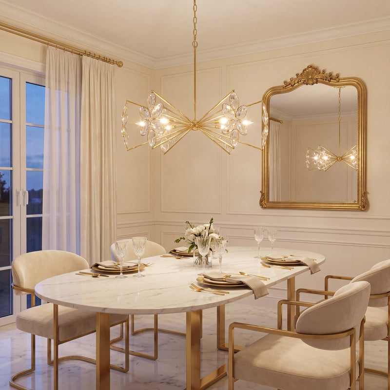 Savoy House Marbella 6 Light Chandelier, Gold Shimmer