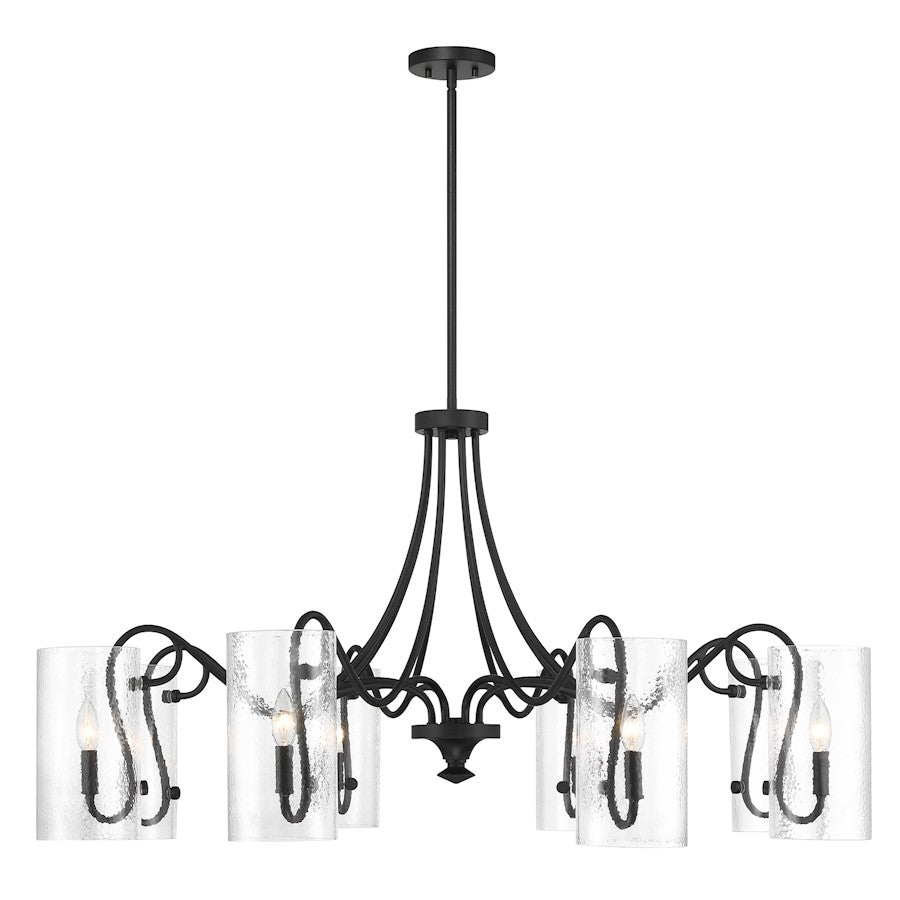 Savoy House Calgary 8 Light Chandelier, Matte Black/Clear Hammered - 1-4570-8-89