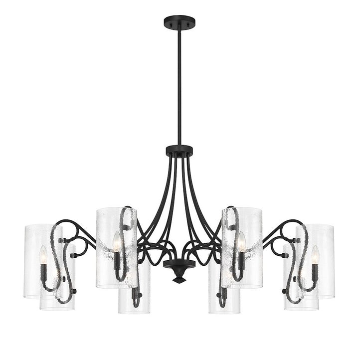 Savoy House Calgary 8 Light Chandelier, Matte Black/Clear Hammered