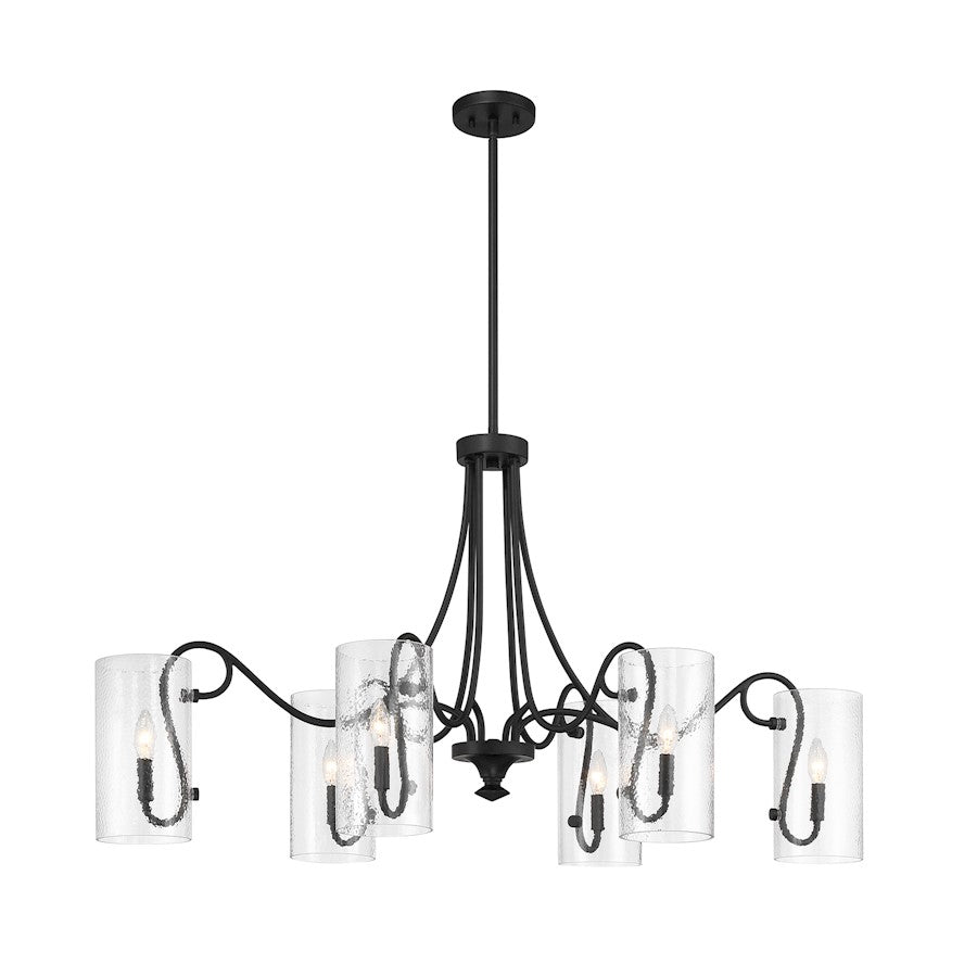 Savoy House Calgary 6Lt Linear Chandelier, Black/Clear Hammered - 1-4571-6-89