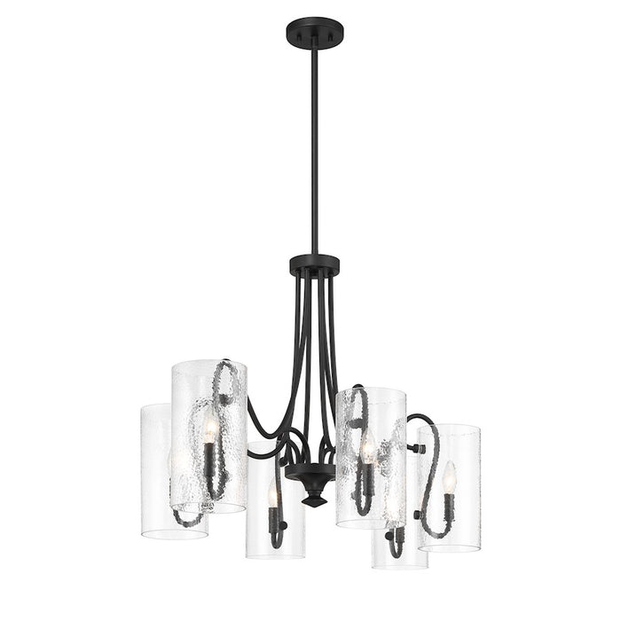 Savoy House Calgary 6Lt Linear Chandelier, Black/Clear Hammered