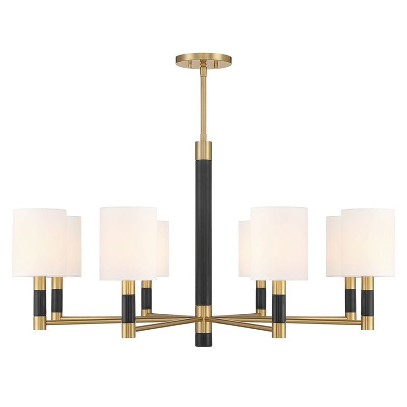 Savoy House Conrad 8 Lt Chandelier, White, Warm Brass