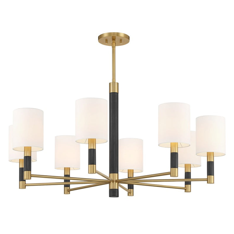 Savoy House Conrad 8 Lt Chandelier, White, Warm Brass