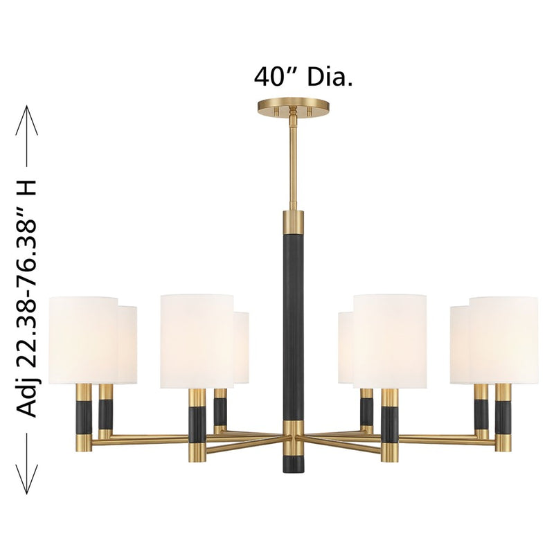 Savoy House Conrad 8 Lt Chandelier, White, Warm Brass