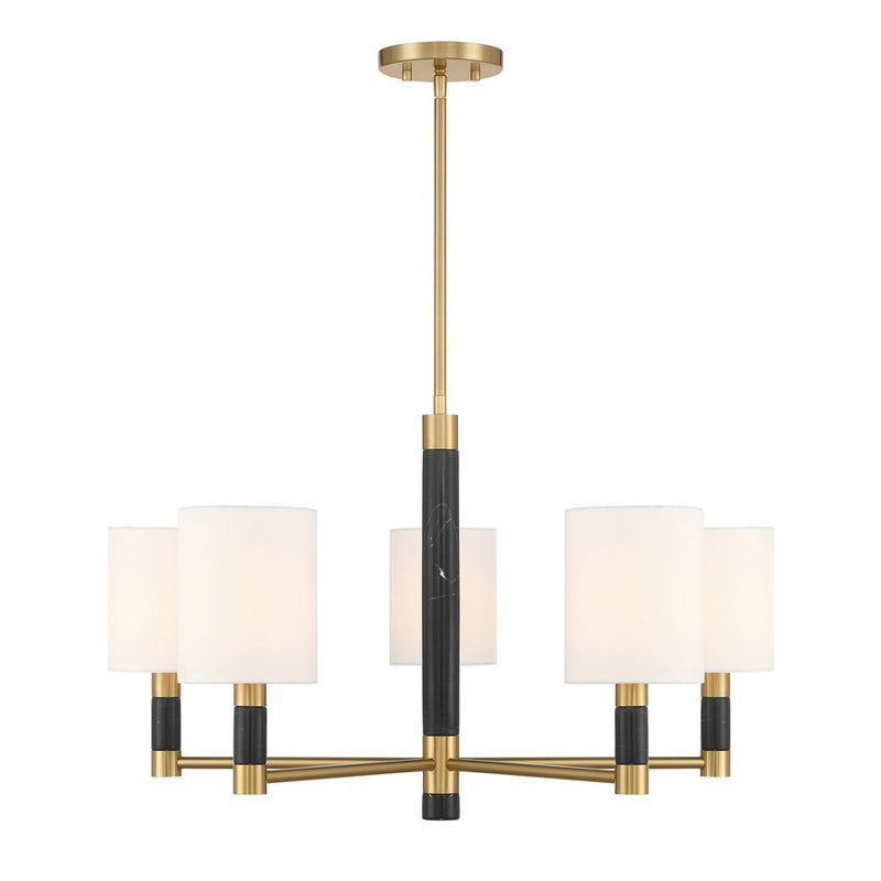 Savoy House Conrad 5 Lt Chandelier, White, Warm Brass