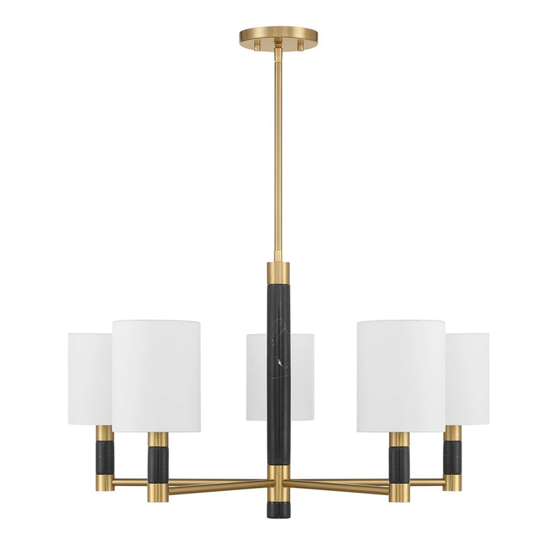 Savoy House Conrad 5 Lt Chandelier, White, Warm Brass