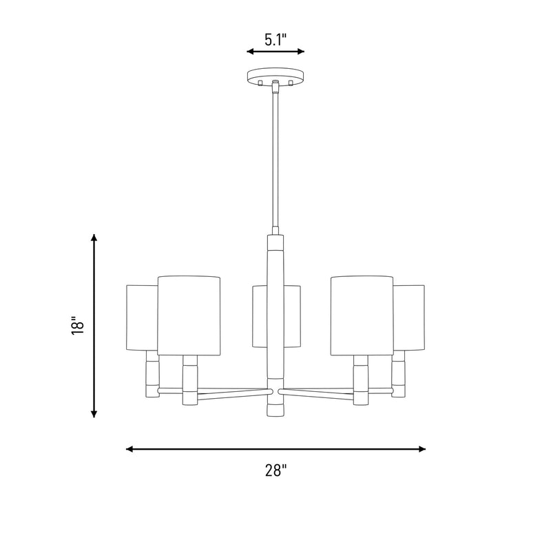 Savoy House Conrad 5 Lt Chandelier, White, Warm Brass