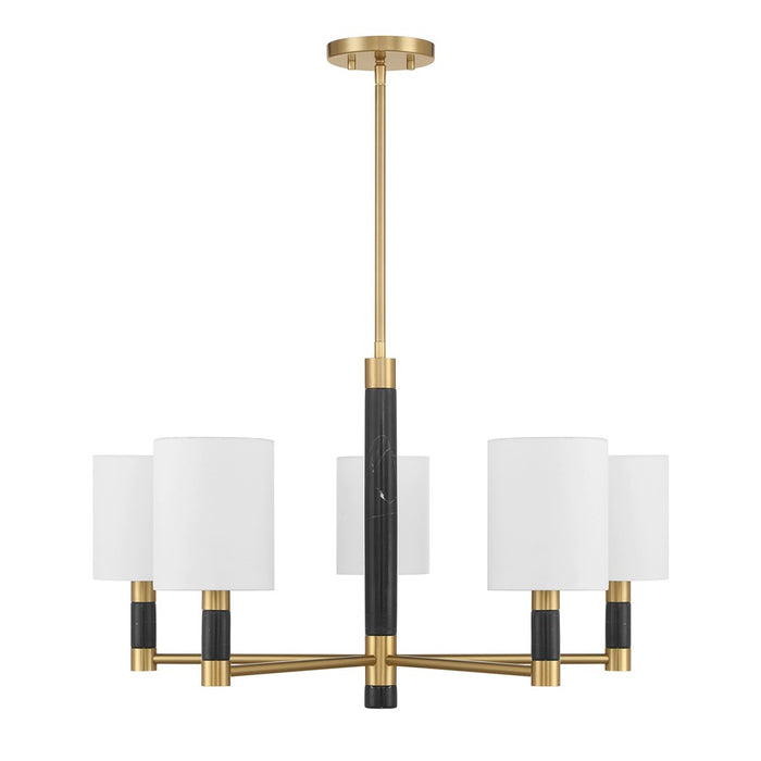 Savoy House Conrad 5 Lt Chandelier, White, Warm Brass