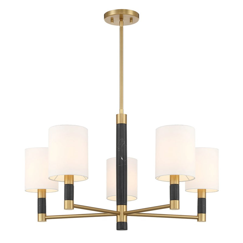Savoy House Conrad 5 Lt Chandelier, White, Warm Brass