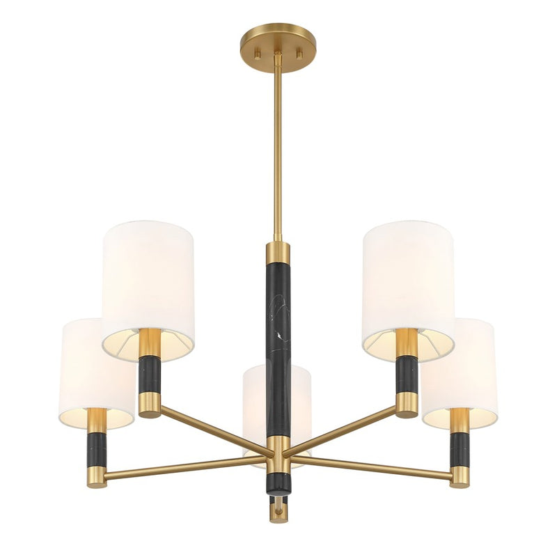 Savoy House Conrad 5 Lt Chandelier, White, Warm Brass
