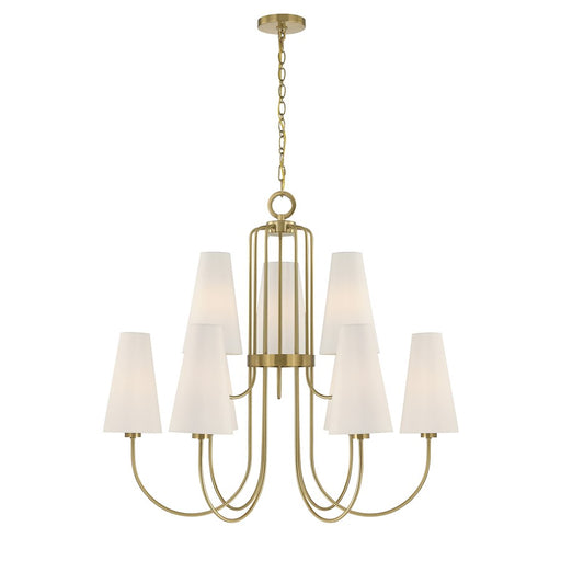 Savoy House Wilkes 9 Lt Chandelier, White, Warm Brass - 1-4701-9-322