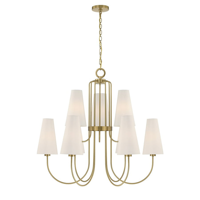 Savoy House Wilkes 9 Lt Chandelier, White, Warm Brass - 1-4701-9-322