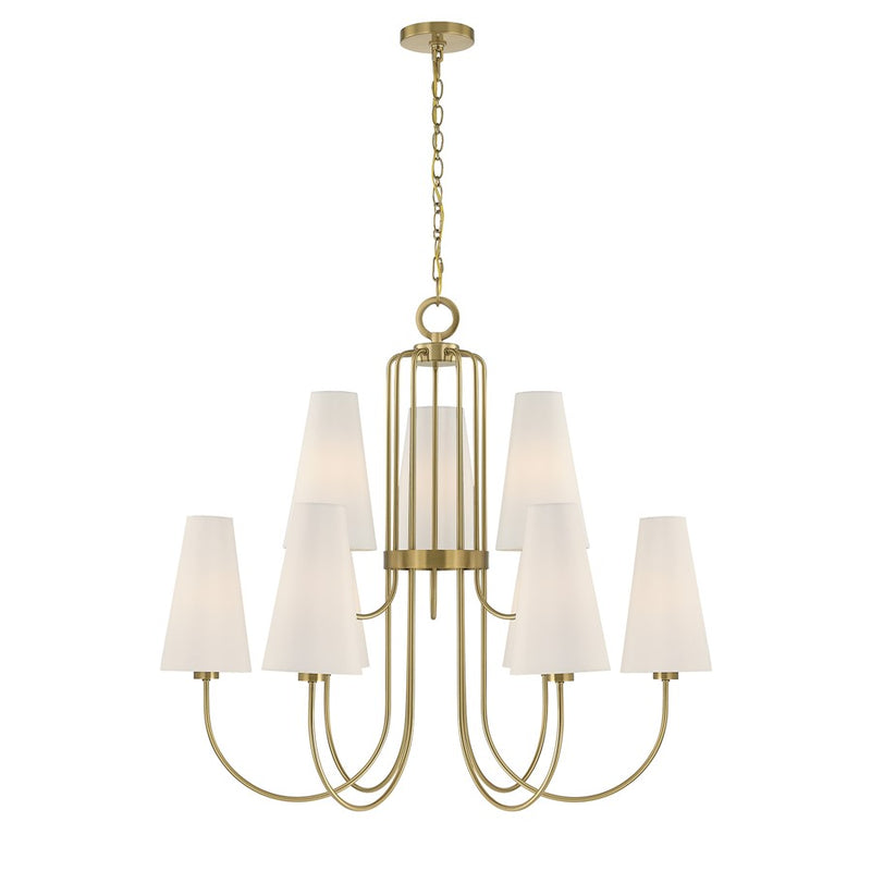 Savoy House Wilkes 9 Lt Chandelier, White, Warm Brass