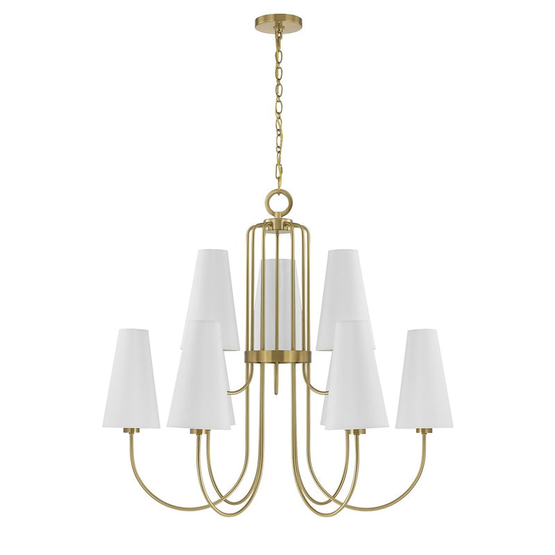 Savoy House Wilkes 9 Lt Chandelier, White, Warm Brass