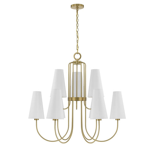 Savoy House Wilkes 9 Lt Chandelier, White, Warm Brass