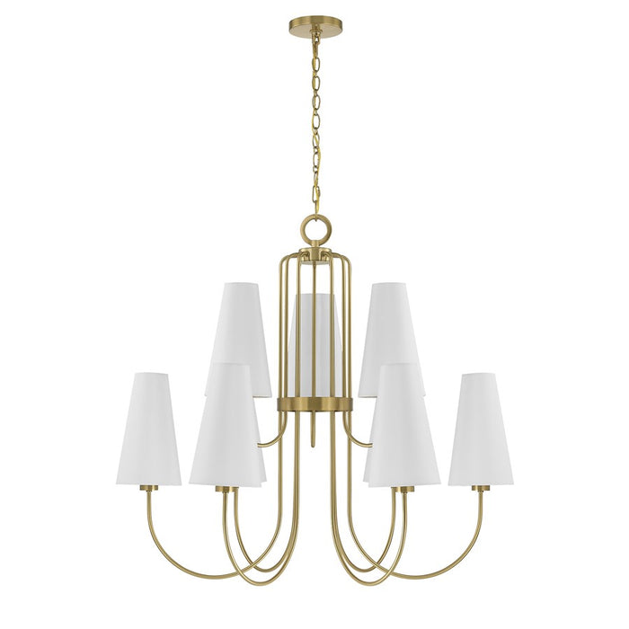 Savoy House Wilkes 9 Lt Chandelier, White, Warm Brass