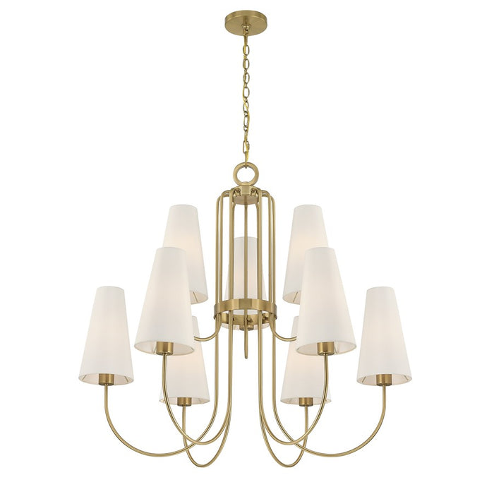Savoy House Wilkes 9 Lt Chandelier, White, Warm Brass