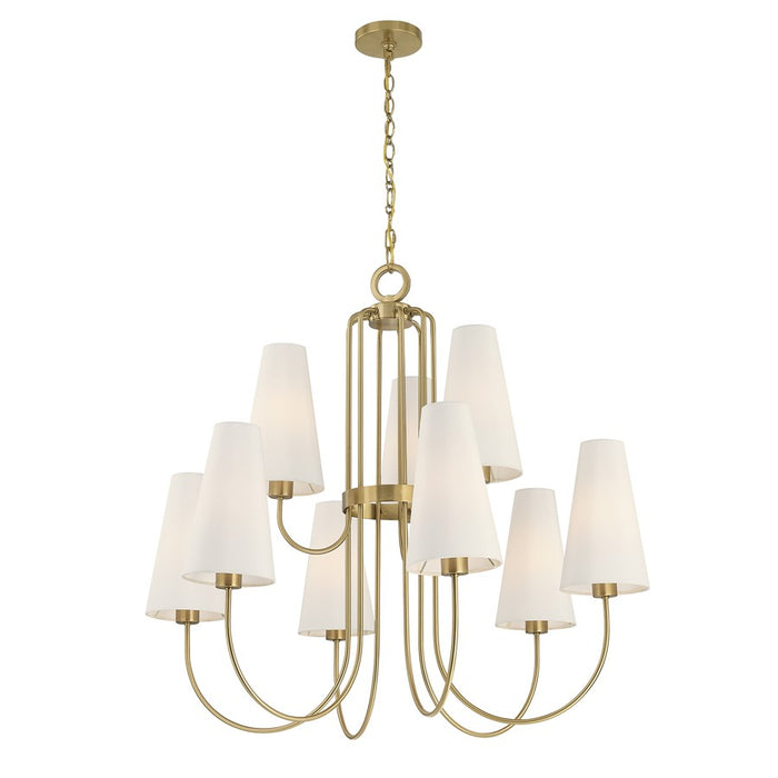 Savoy House Wilkes 9 Lt Chandelier, White, Warm Brass