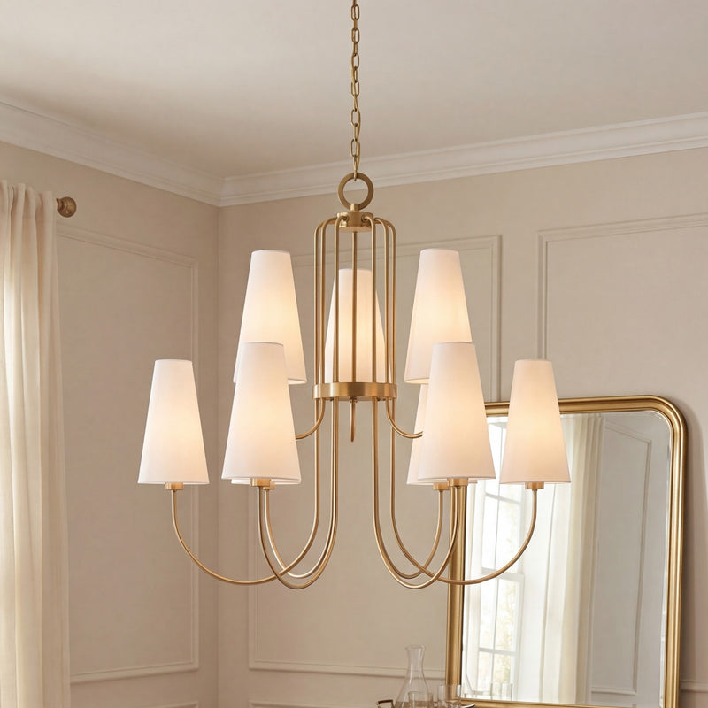 Savoy House Wilkes 9 Lt Chandelier, White, Warm Brass