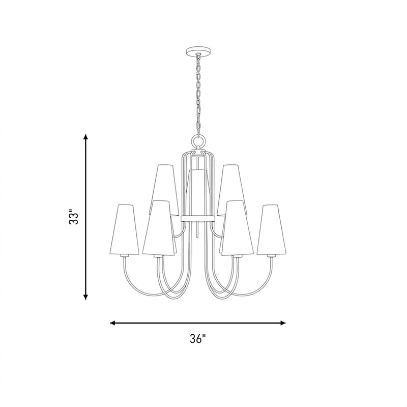 Savoy House Wilkes 9 Lt Chandelier, White, Warm Brass