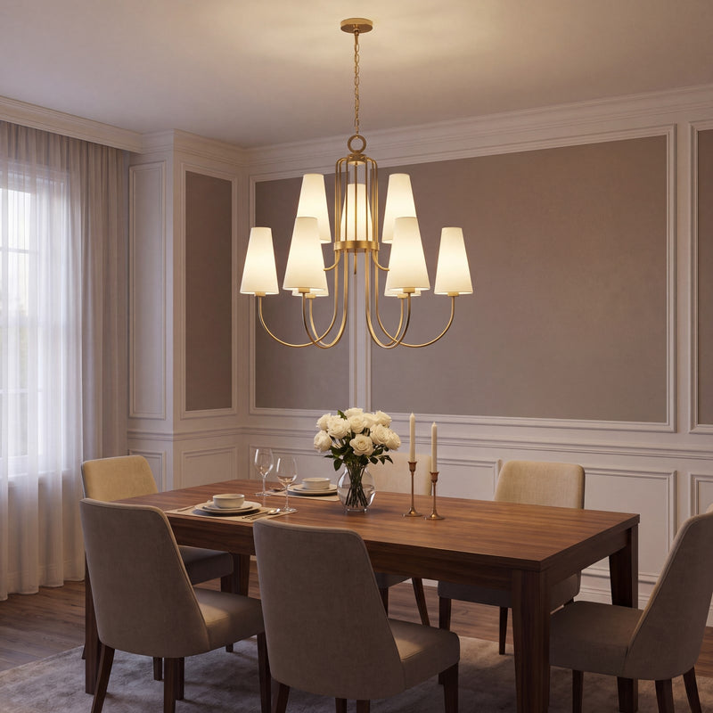 Savoy House Wilkes 9 Lt Chandelier, White, Warm Brass
