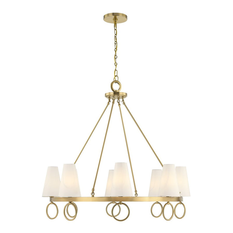 Savoy House Wilkes 8 Lt Chandelier, White, Warm Brass