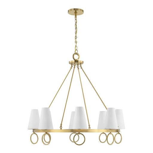 Savoy House Wilkes 8 Lt Chandelier, White, Warm Brass