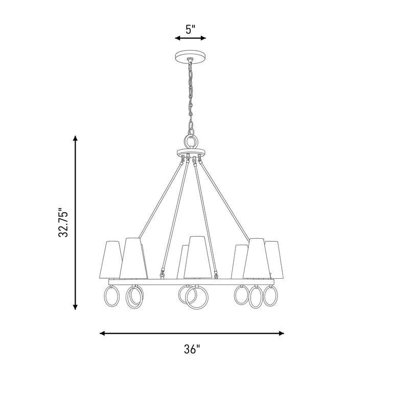 Savoy House Wilkes 8 Lt Chandelier, White, Warm Brass