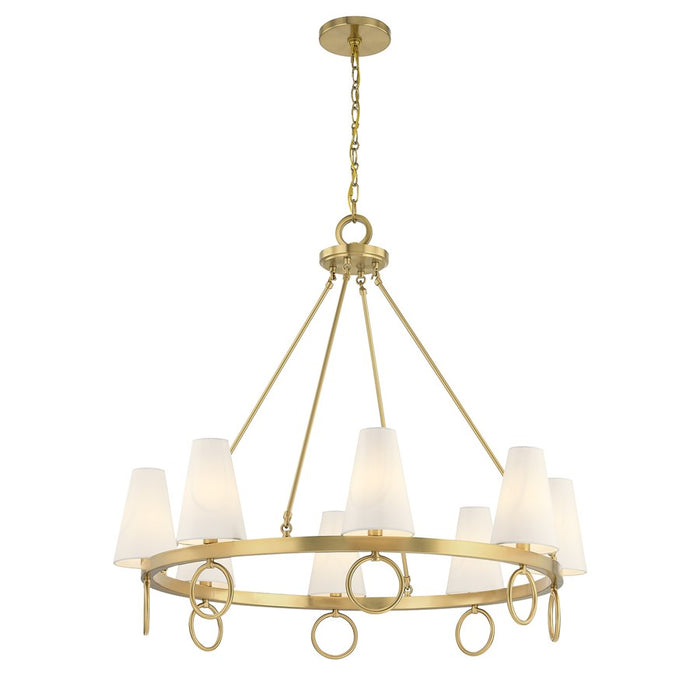 Savoy House Wilkes 8 Lt Chandelier, White, Warm Brass