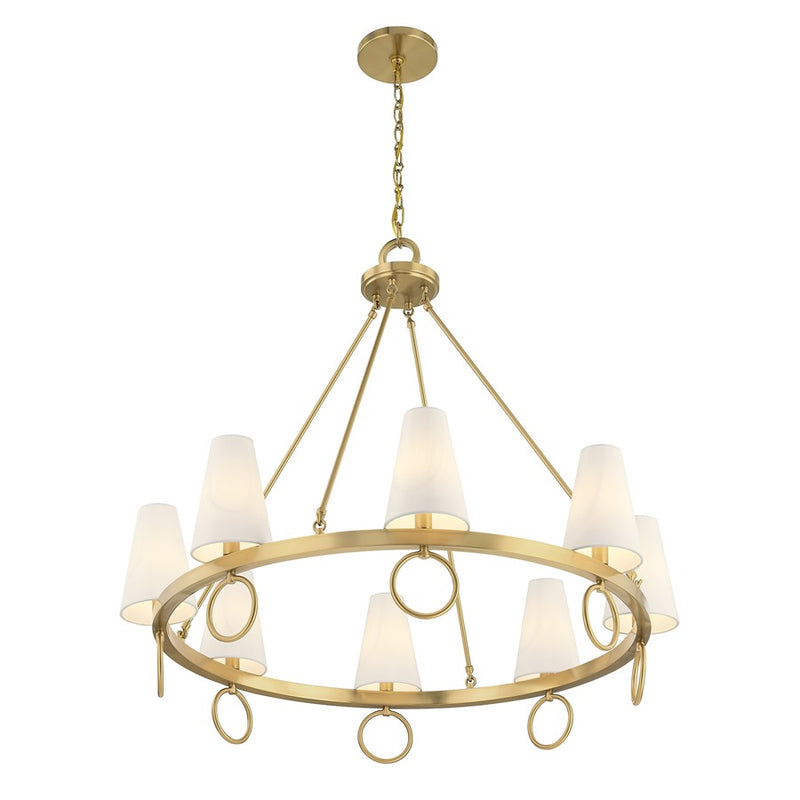 Savoy House Wilkes 8 Lt Chandelier, White, Warm Brass