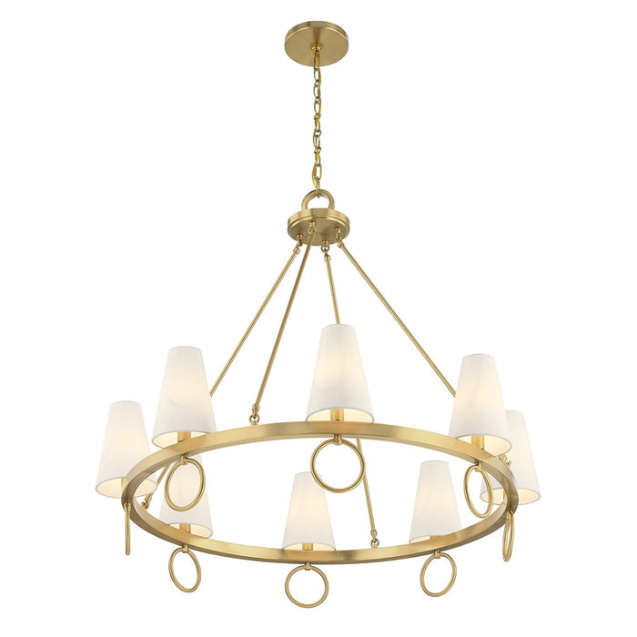 Savoy House Wilkes 8 Lt Chandelier, White, Warm Brass