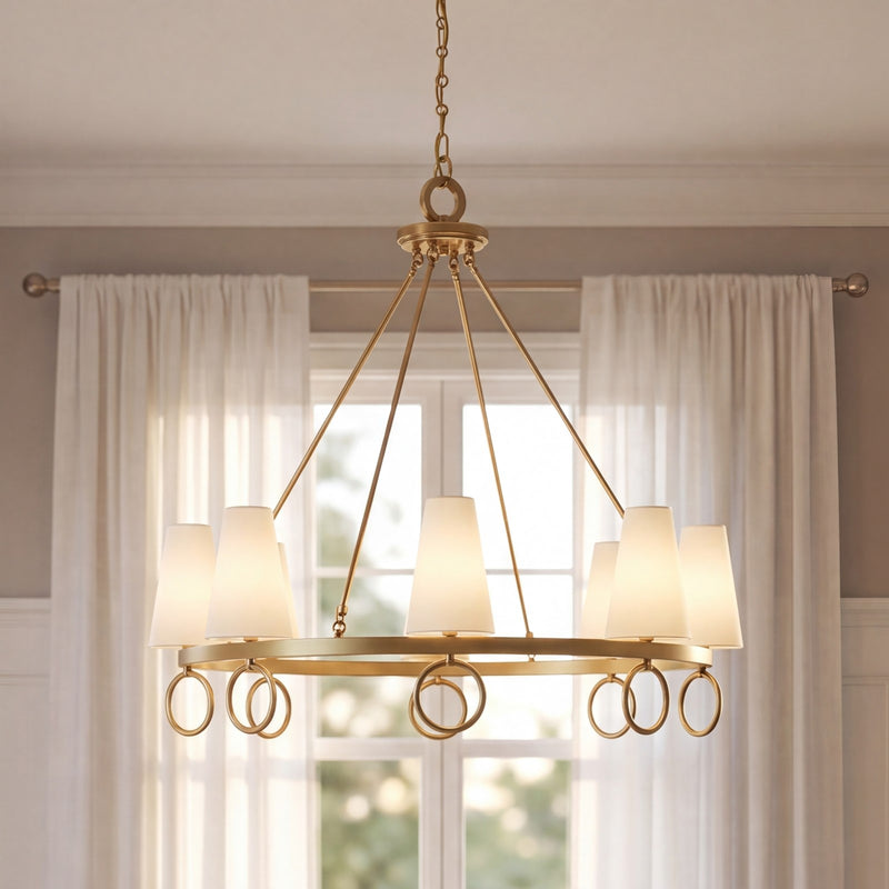 Savoy House Wilkes 8 Lt Chandelier, White, Warm Brass
