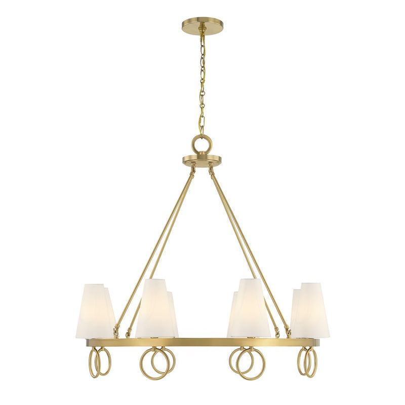Savoy House Wilkes 8 Lt Chandelier, White, Warm Brass